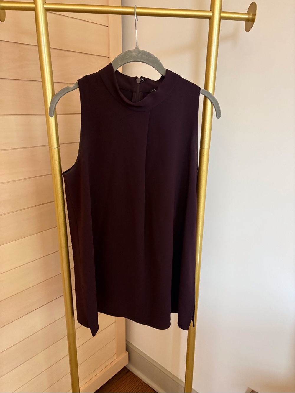 Theory Sleeveless Mock Neck Camisole in Plum